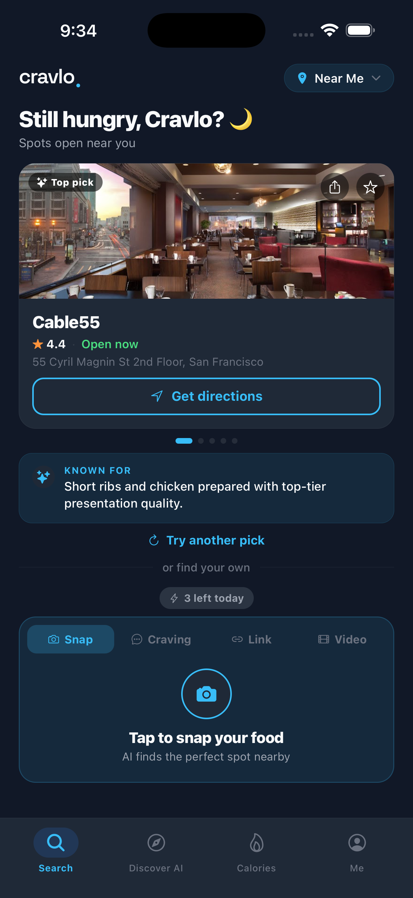 Cravlo home screen
